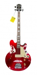 USED ELECTRIC BASS GUITAR EPIPHONE JACK CASADY SEMI HOLLOW RED W/ UPGRADED BRIDGE